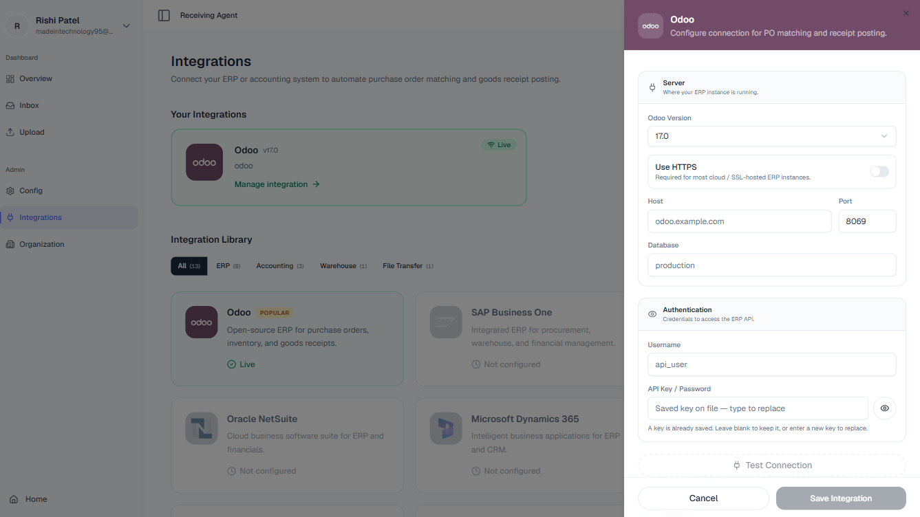 Integrations Settings