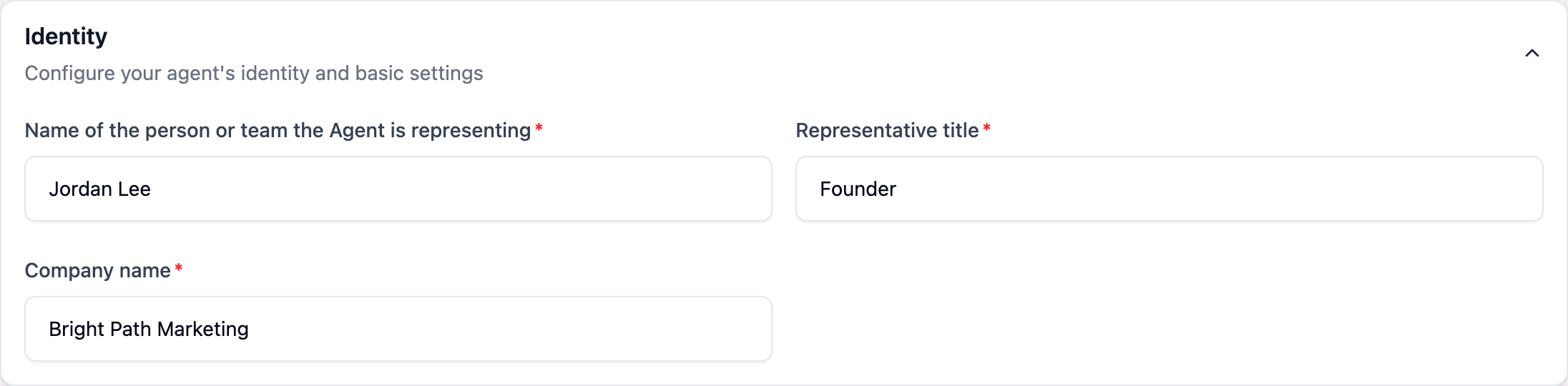 Identity section of Agent training