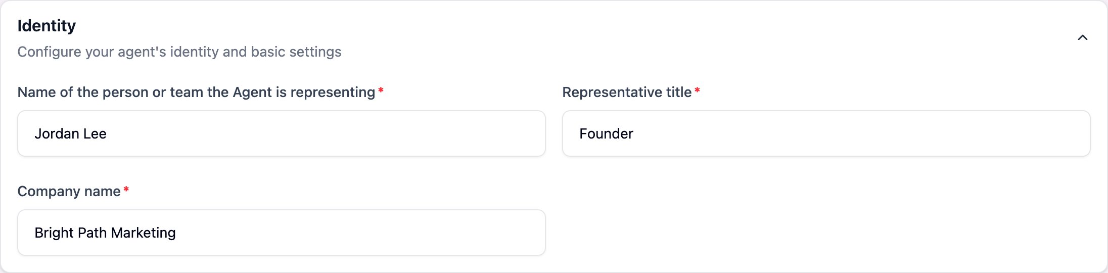 Identity section of Agent training