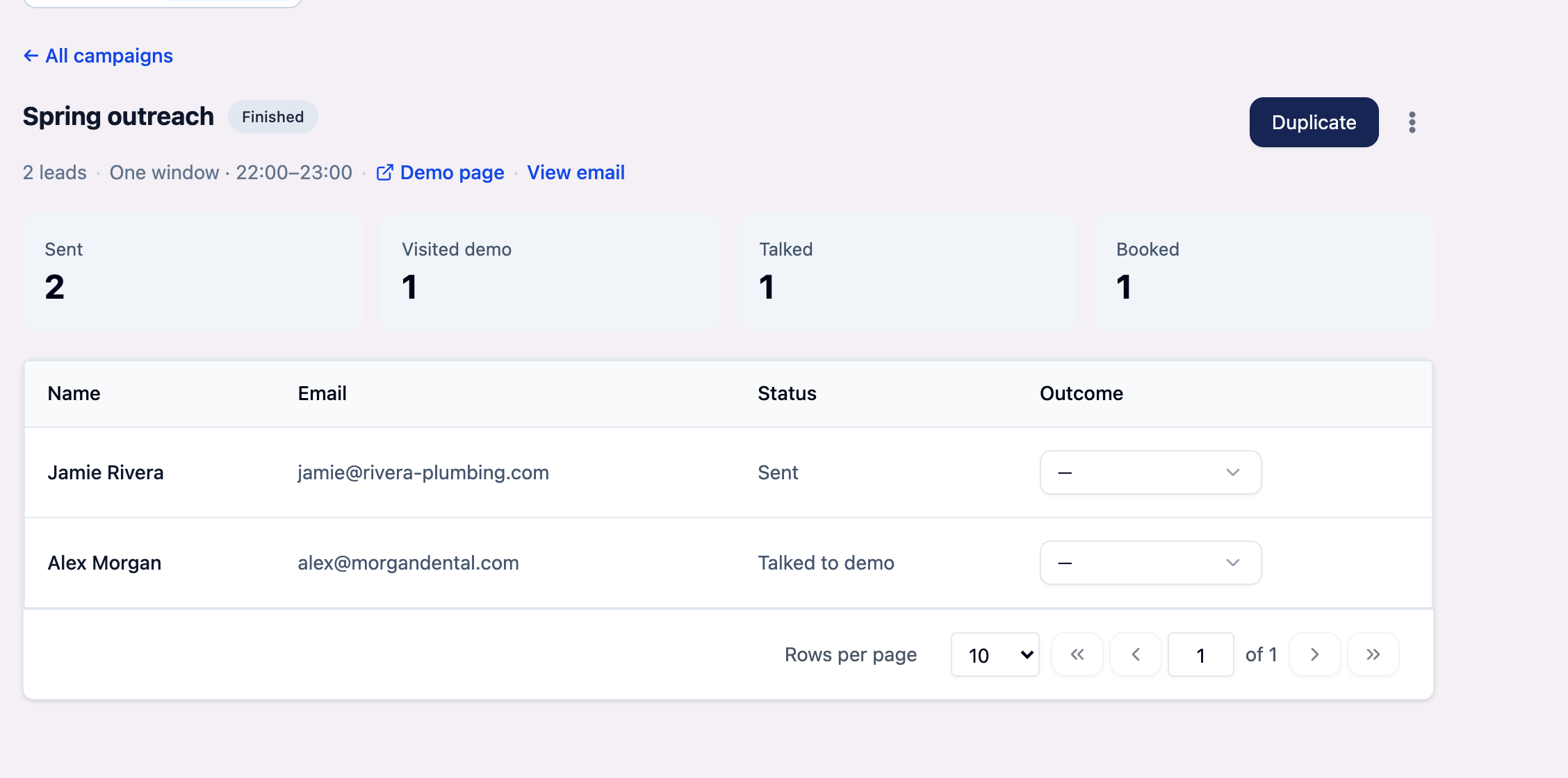 Campaign page