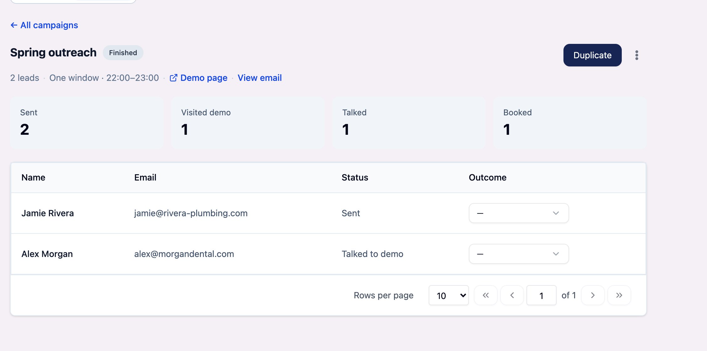 Campaign page