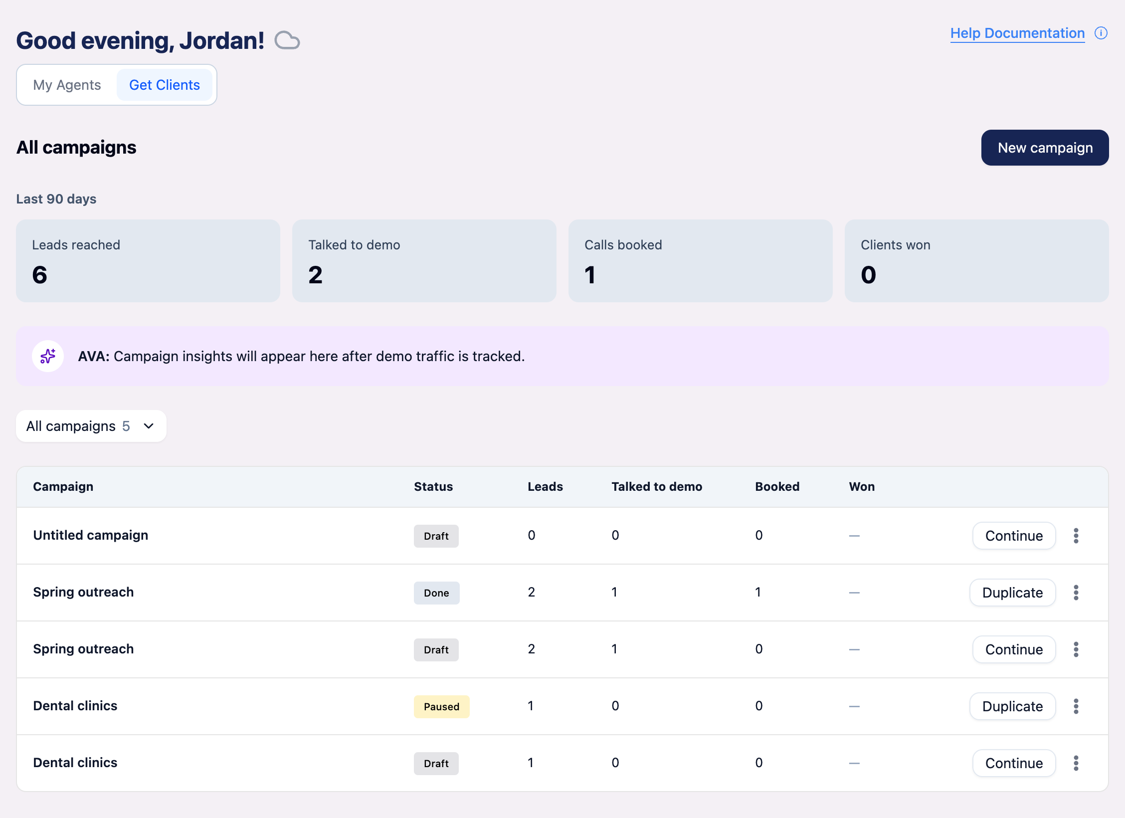 Get Clients tab