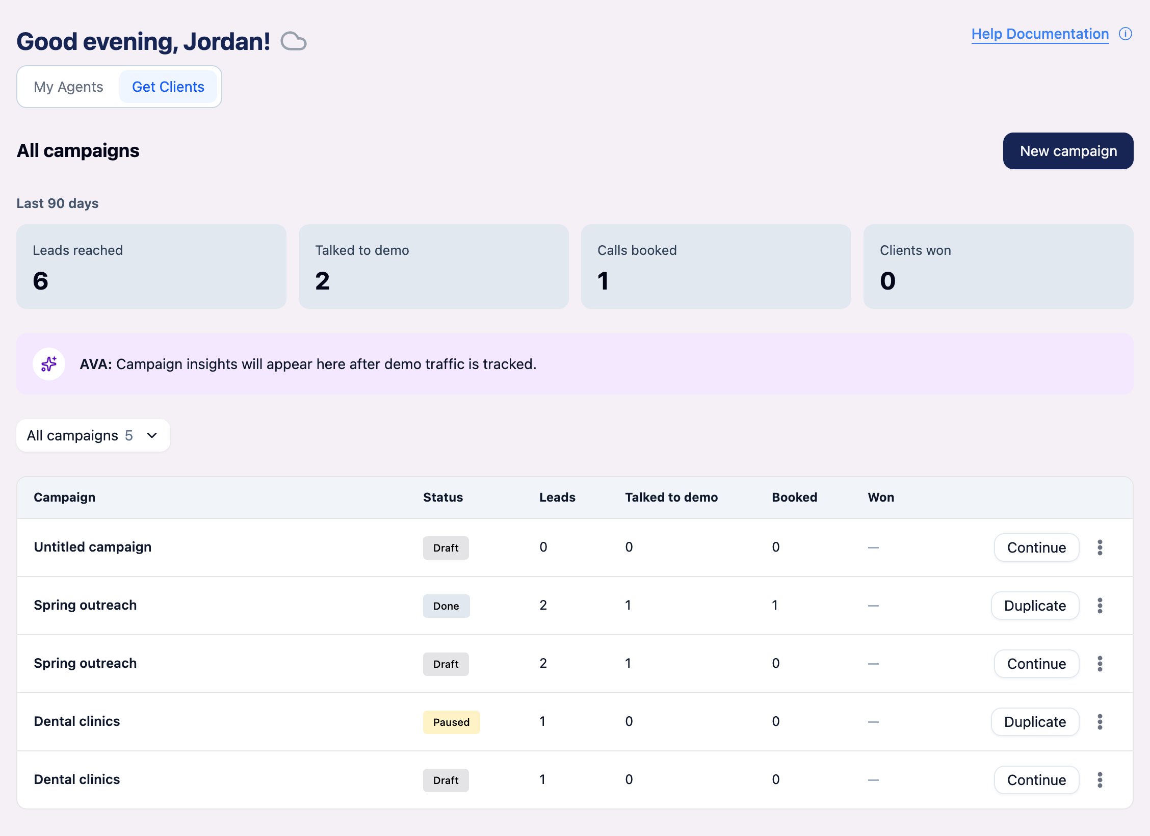 Get Clients tab