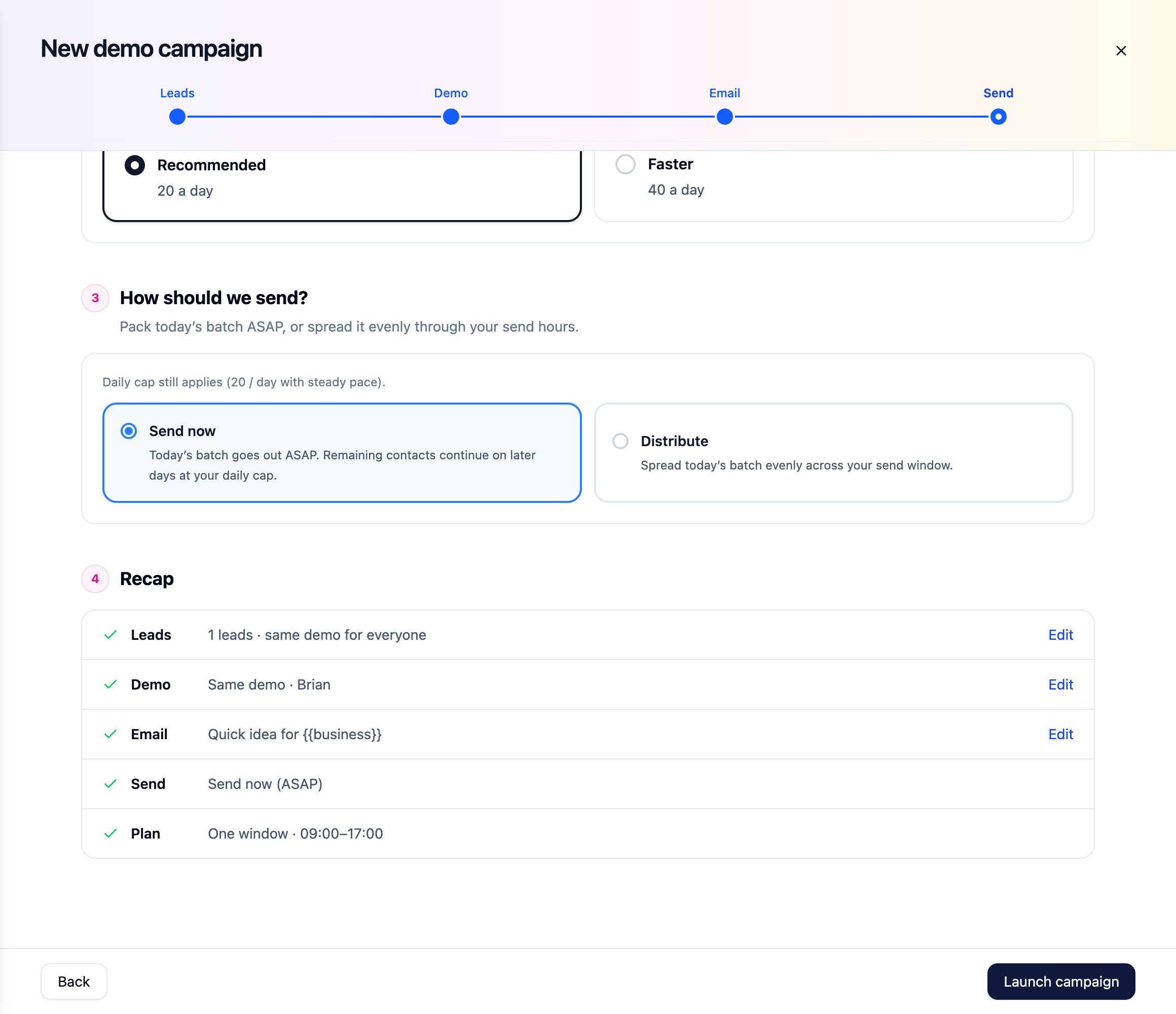 Step 4: Recap and launch