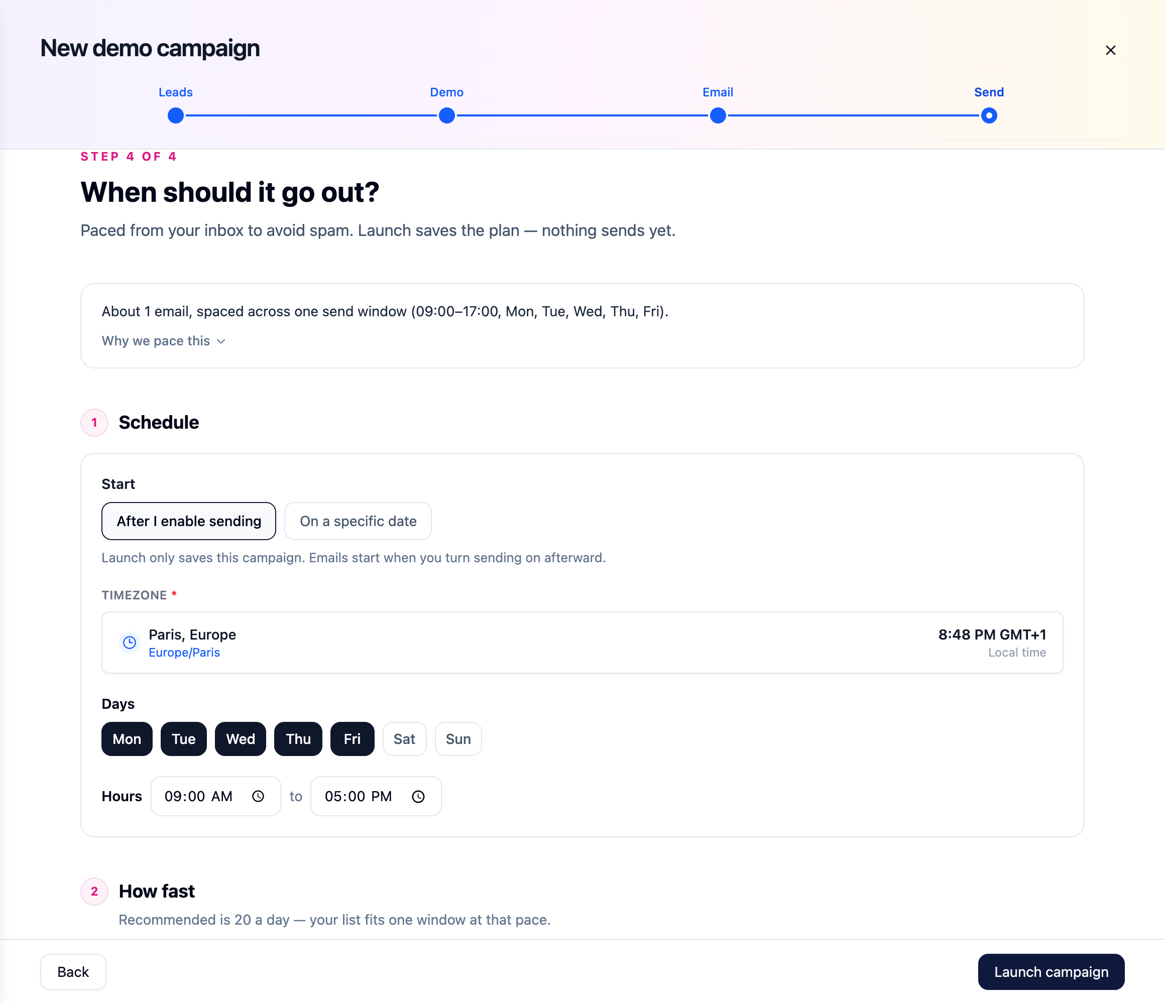 Step 4: Schedule