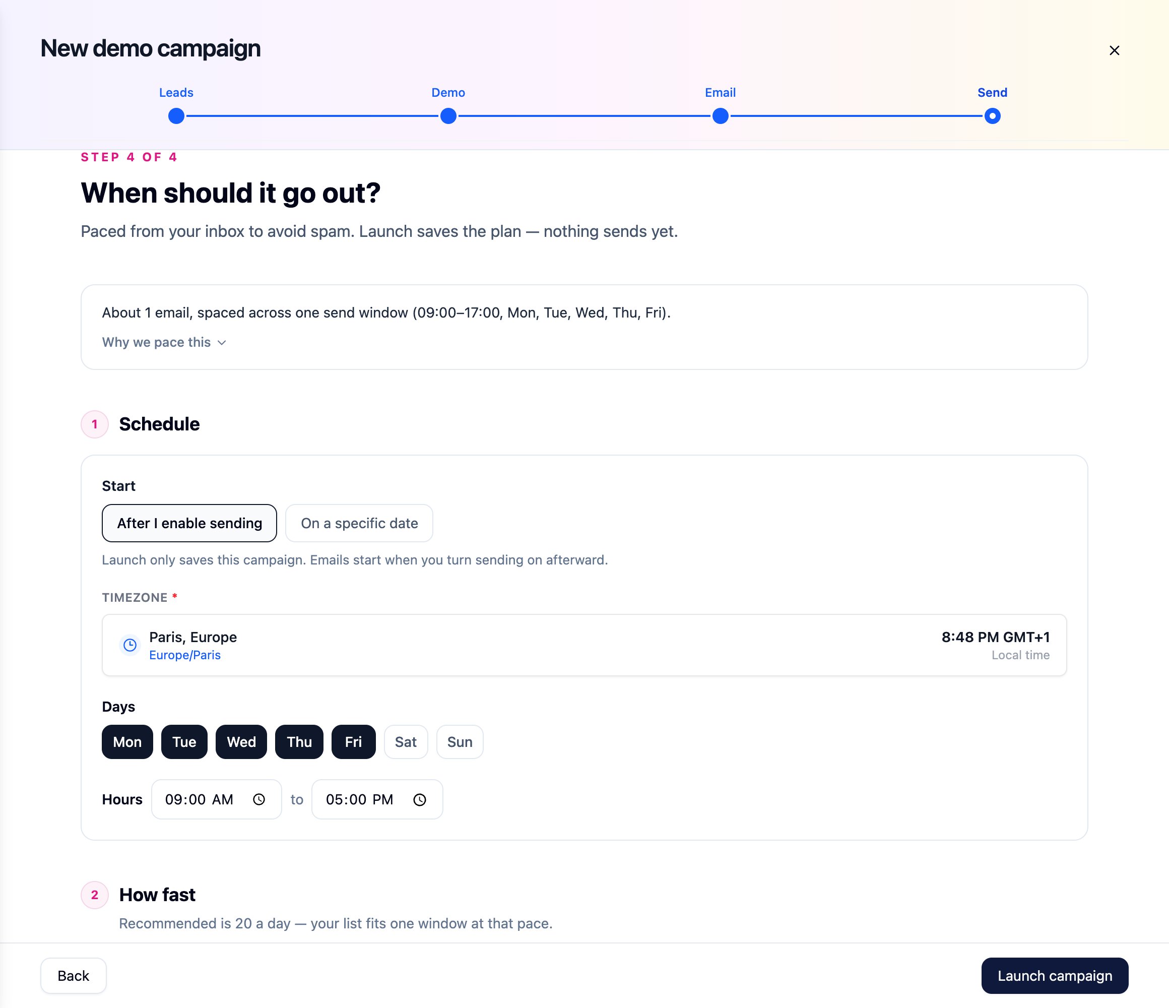 Step 4: Schedule