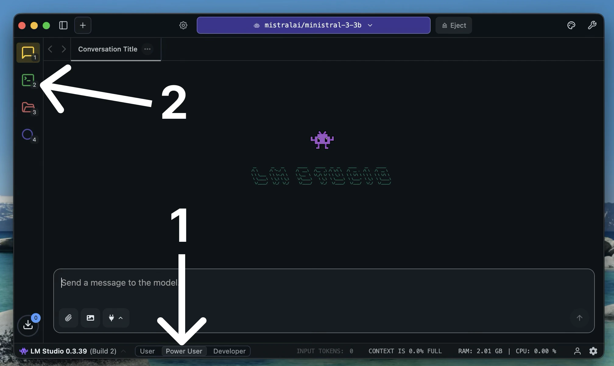 LM Studio power user mode and developer tab