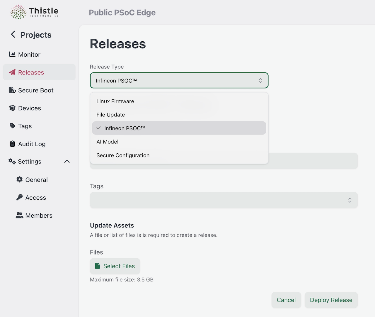 Create a MCU Firmware Release in TCC