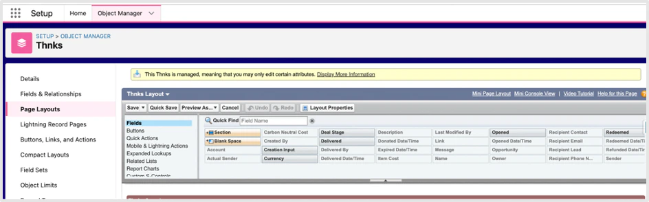 Thnks Page Layout Customization