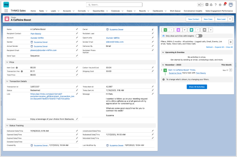 Thnks Salesforce Object
