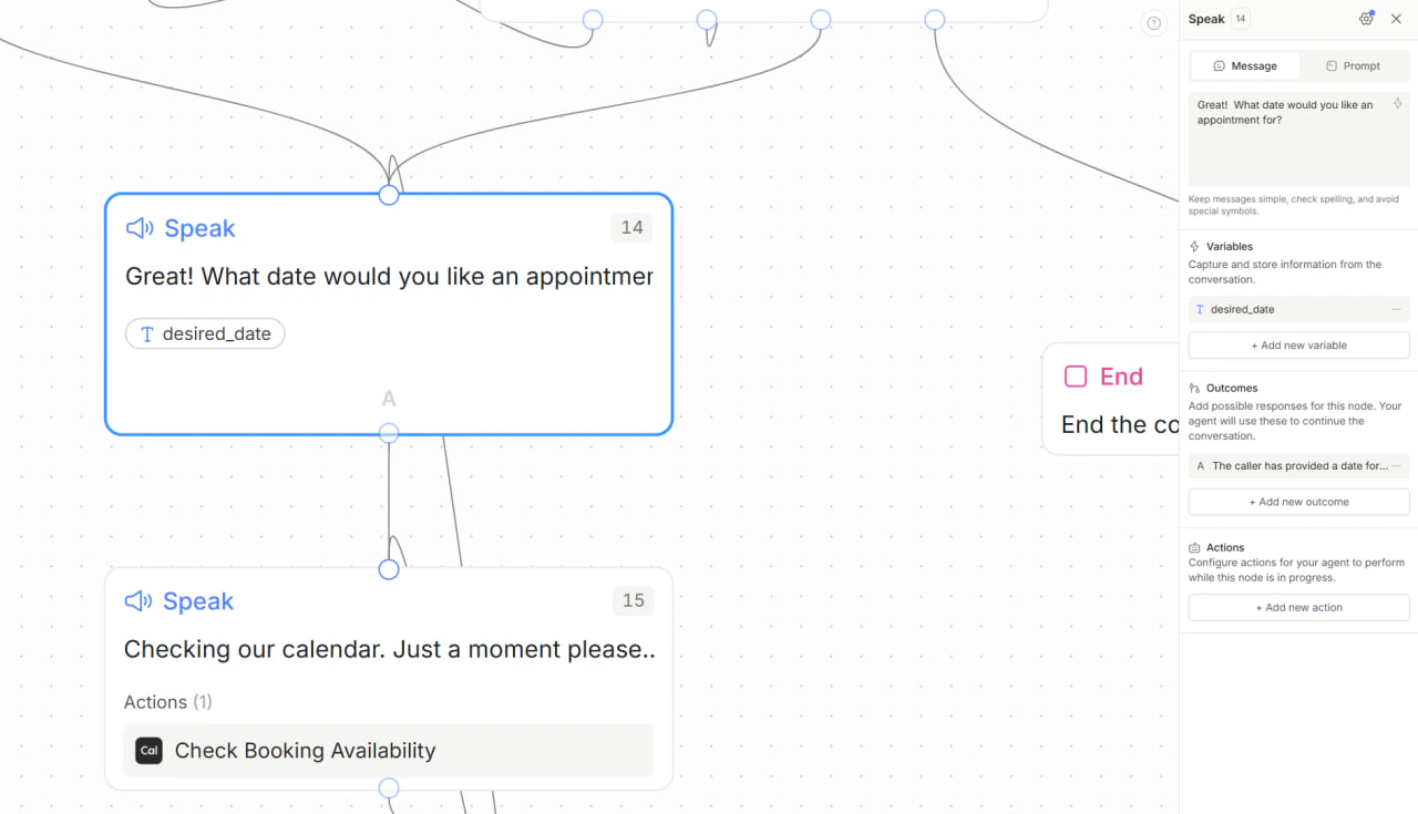 Speak node to collect date