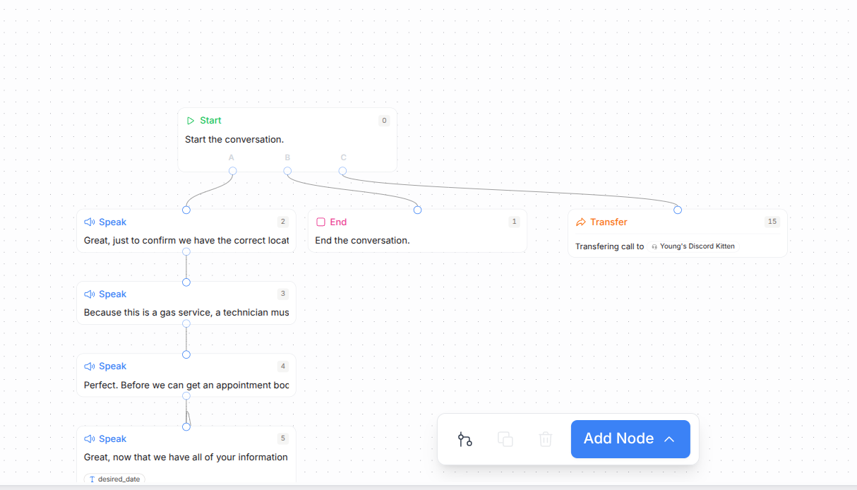 Available node types in the Agent Builder