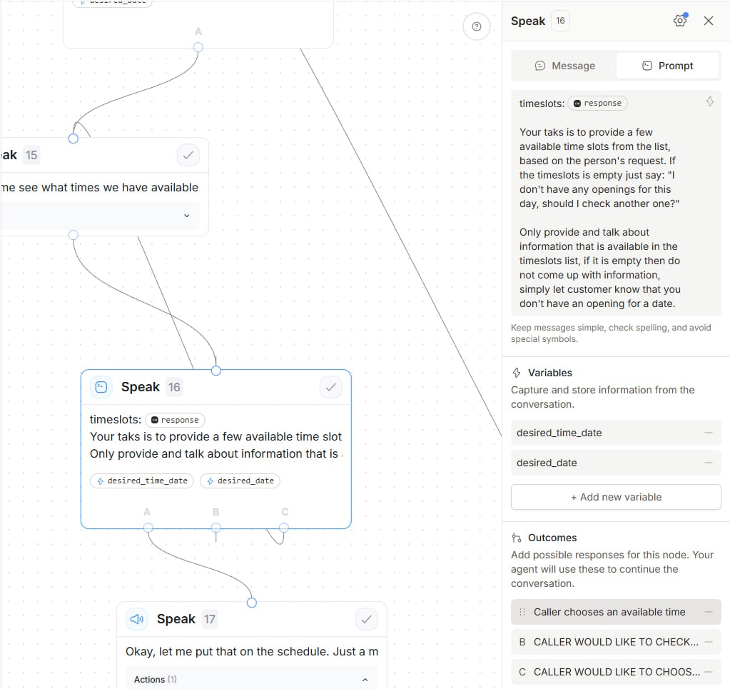 Outcomes rules showing self-loop and success path
