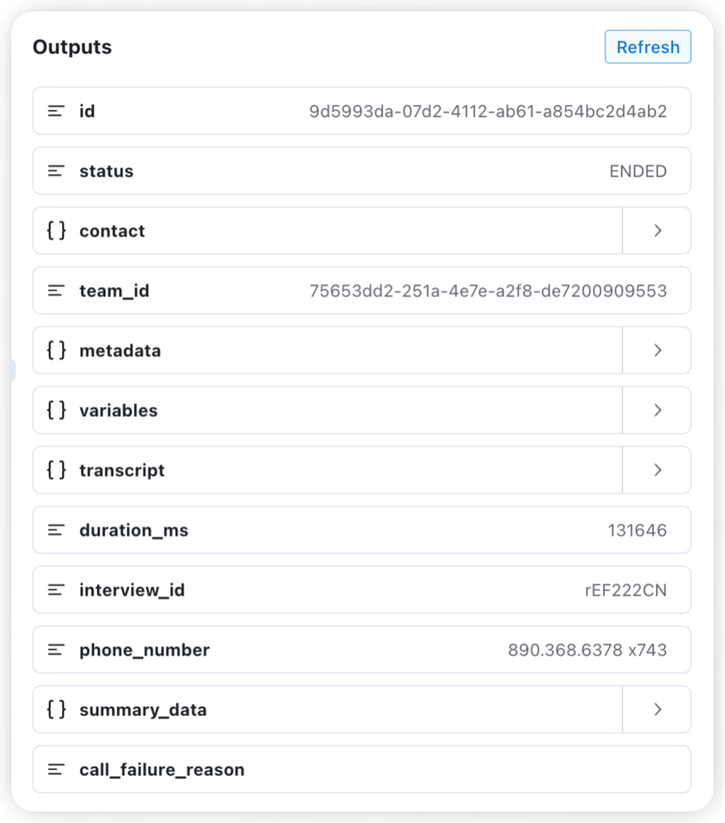 On Call Completed Variables