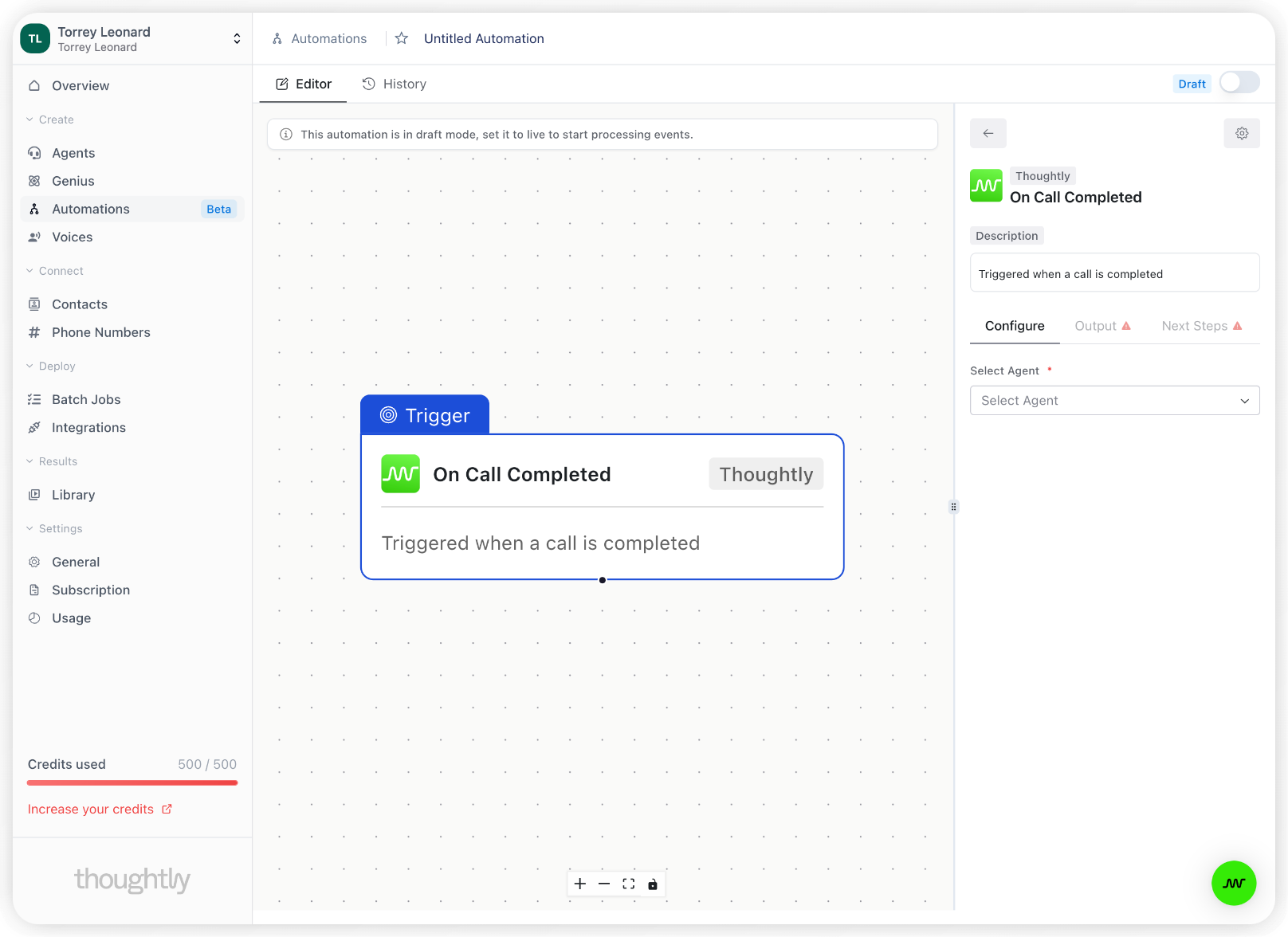 Thoughtly Automation Triggers