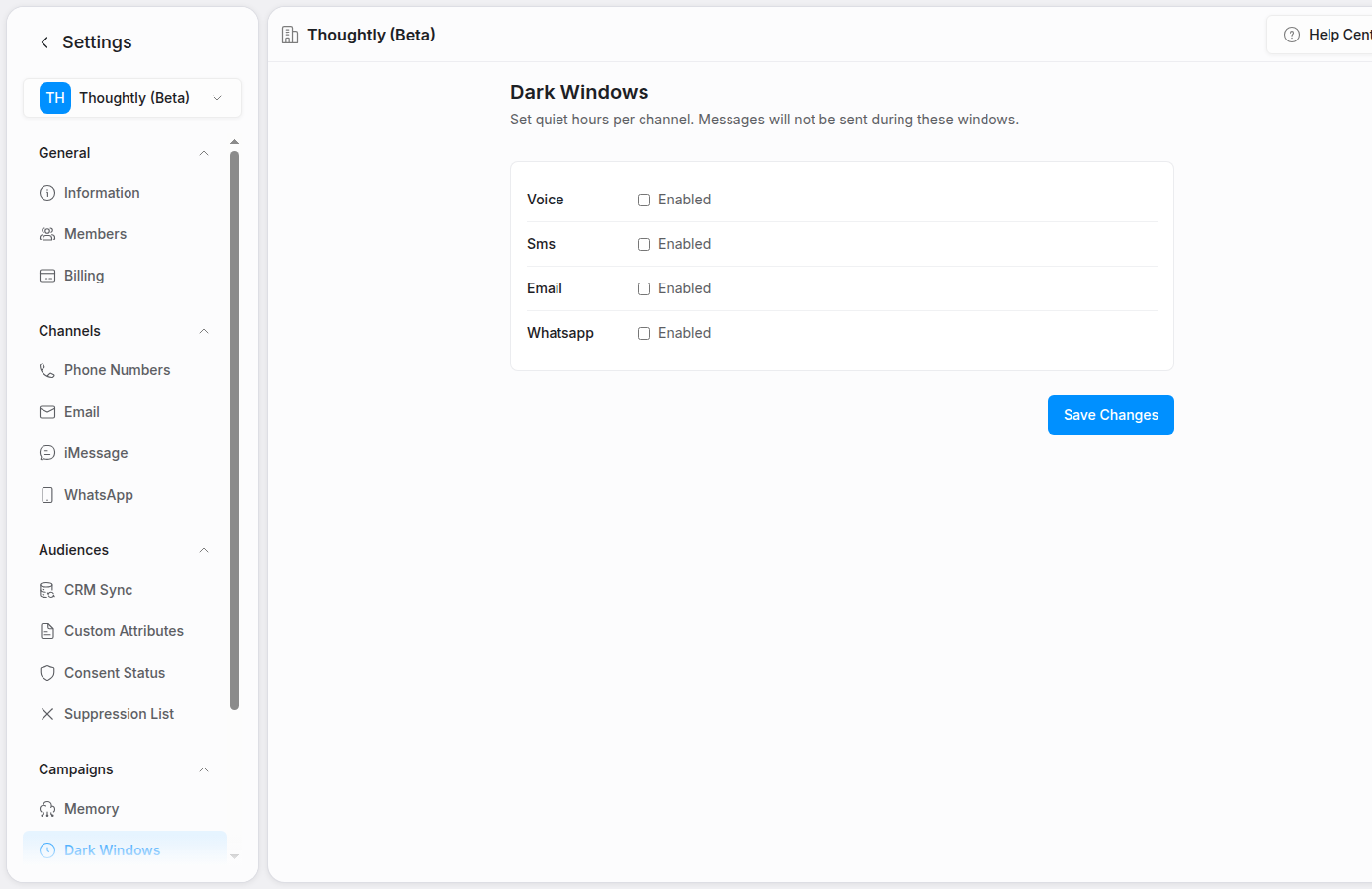 Dark windows and quiet hours - Thoughtly Docs
