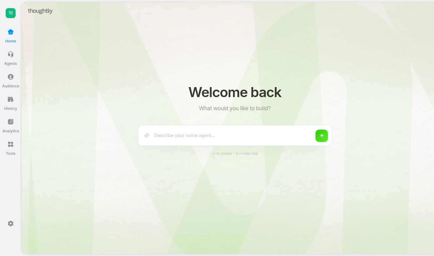 Thoughtly dashboard with Vibes prompt box