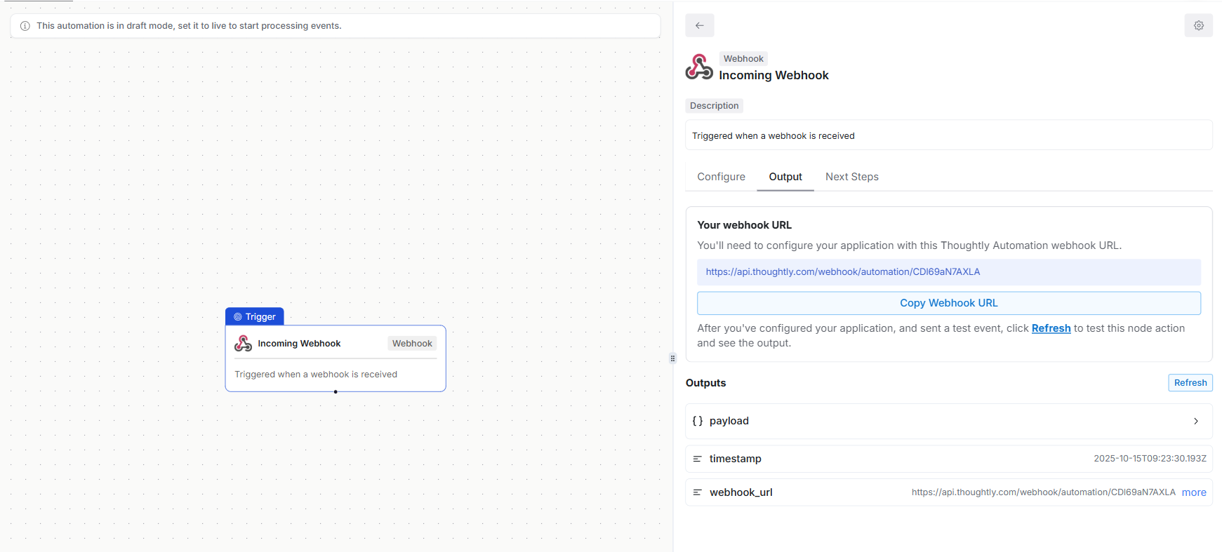 Incoming webhook trigger