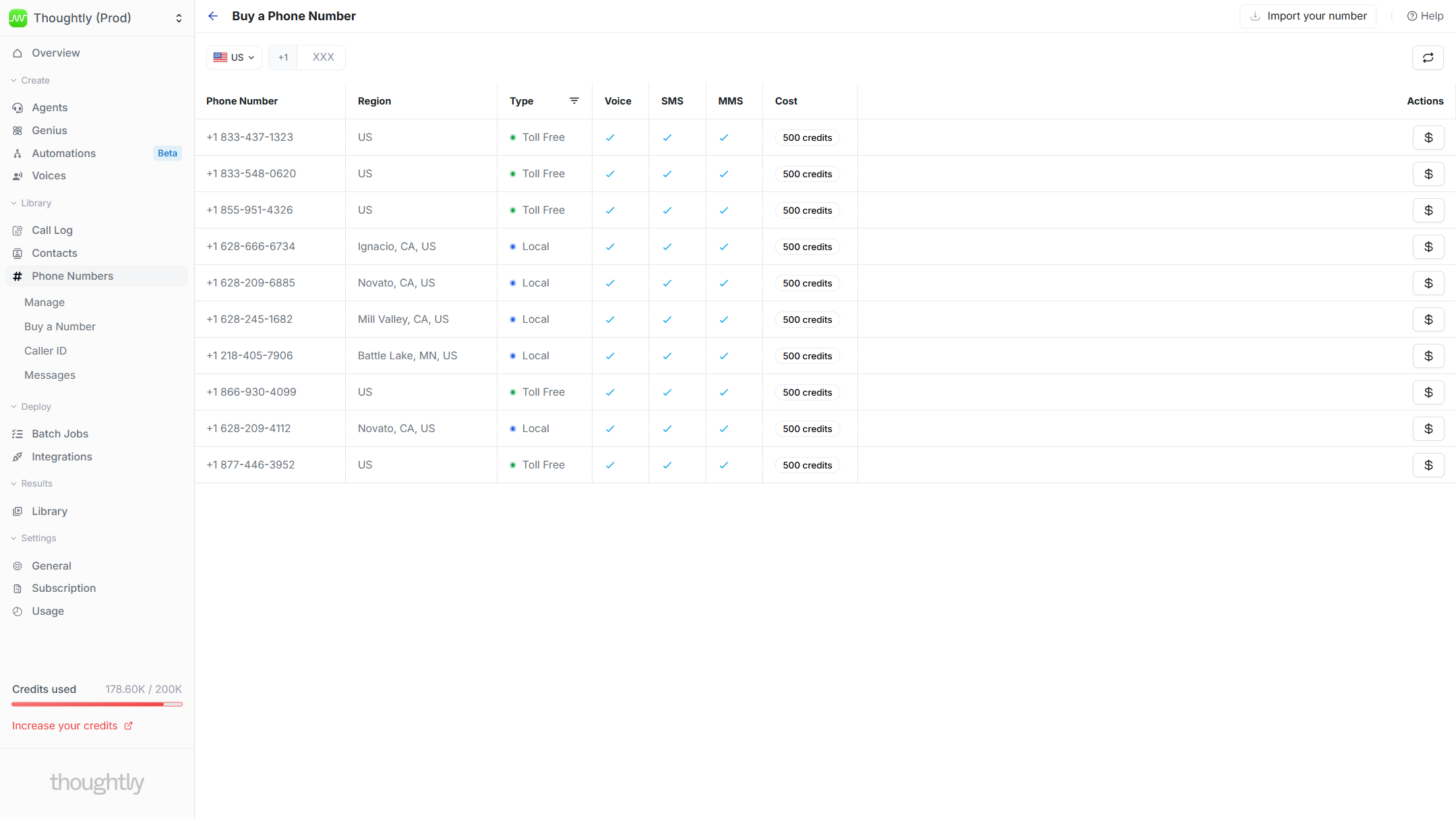 Country and area code selection interface