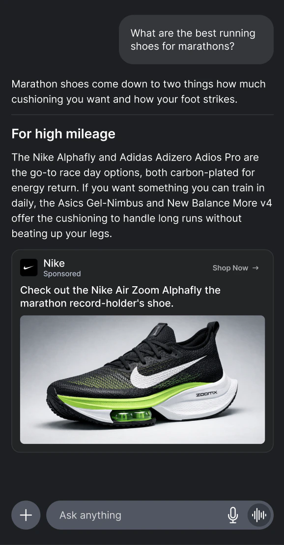 Sponsored message in image mode (full product photo)