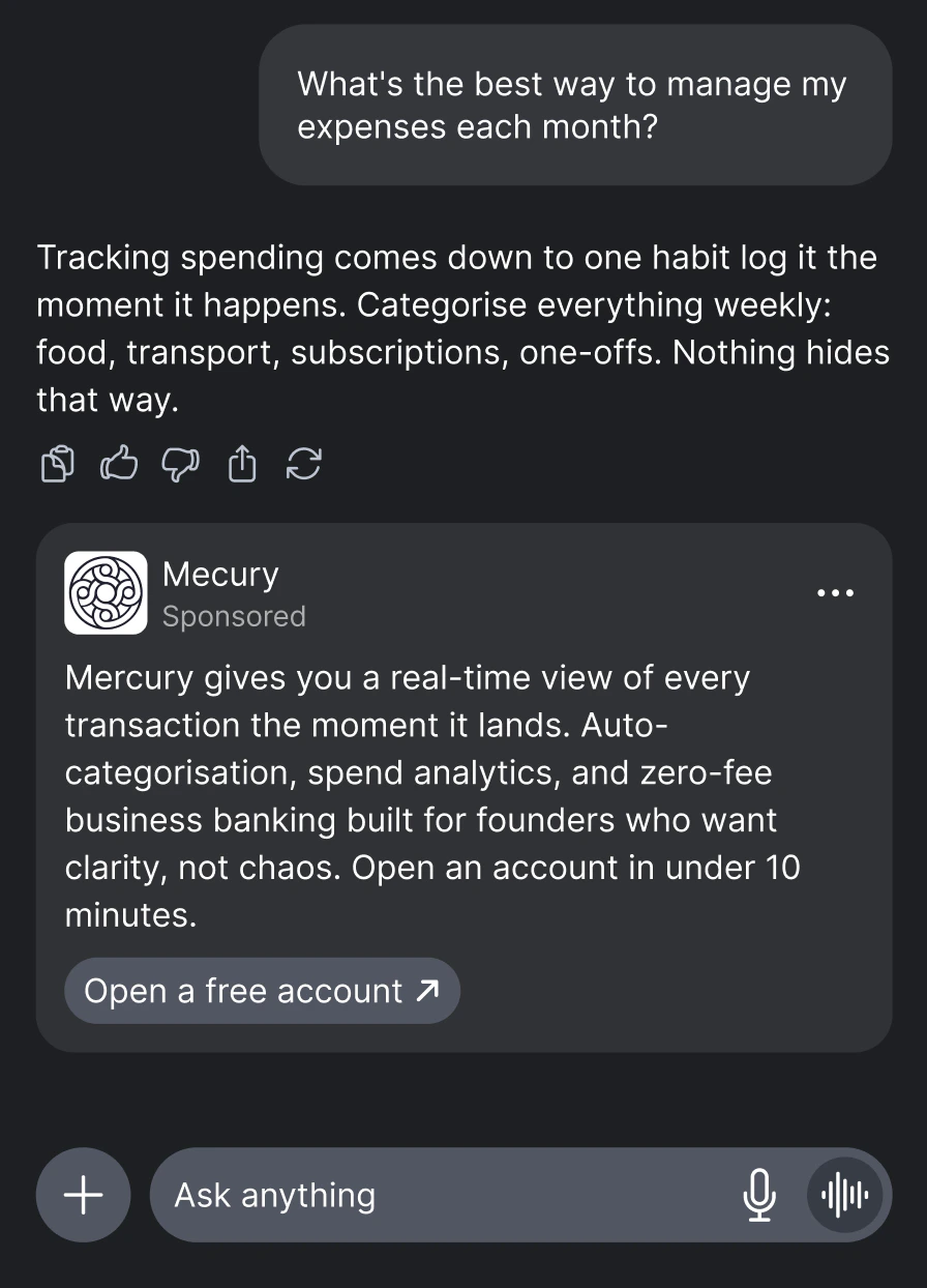 Sponsored message example