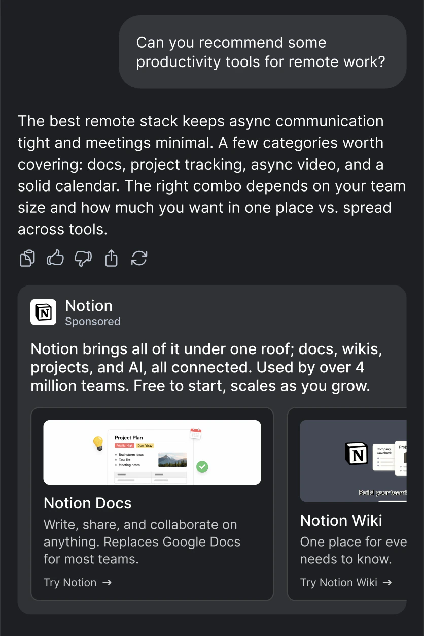 Sponsored carousel example