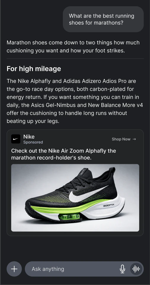 Sponsored message rendered with a hero product image