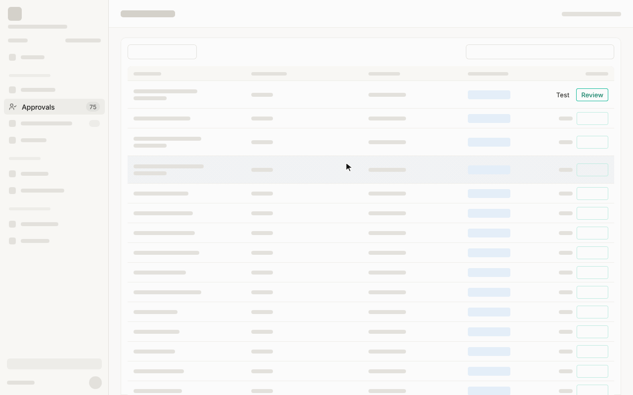 Approvals Side Panel
