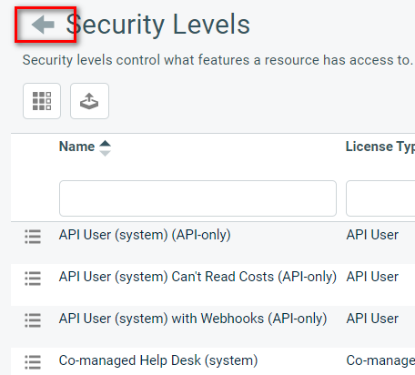 Save & Close on the security level in Autotask