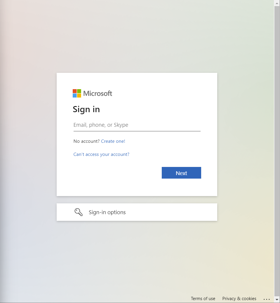 Microsoft sign-in prompt for an administrator account in the customer tenant