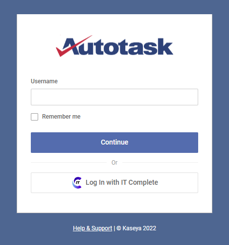 Autotask login screen
