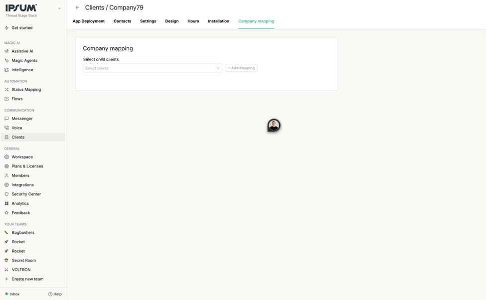 Company Mapping tab in the client profile navigation bar