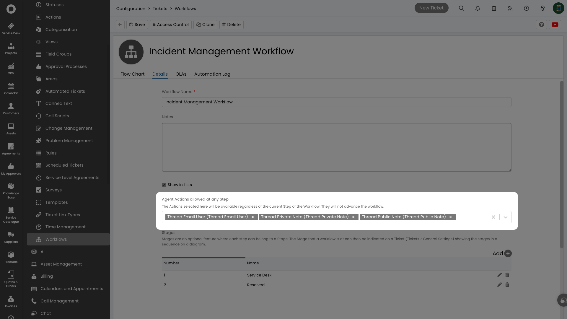 Agent Actions allowed at any Step in a HaloPSA workflow