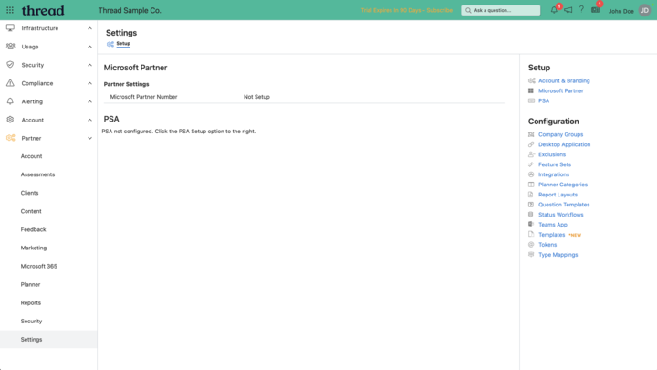 CloudRadial Partners Settings page
