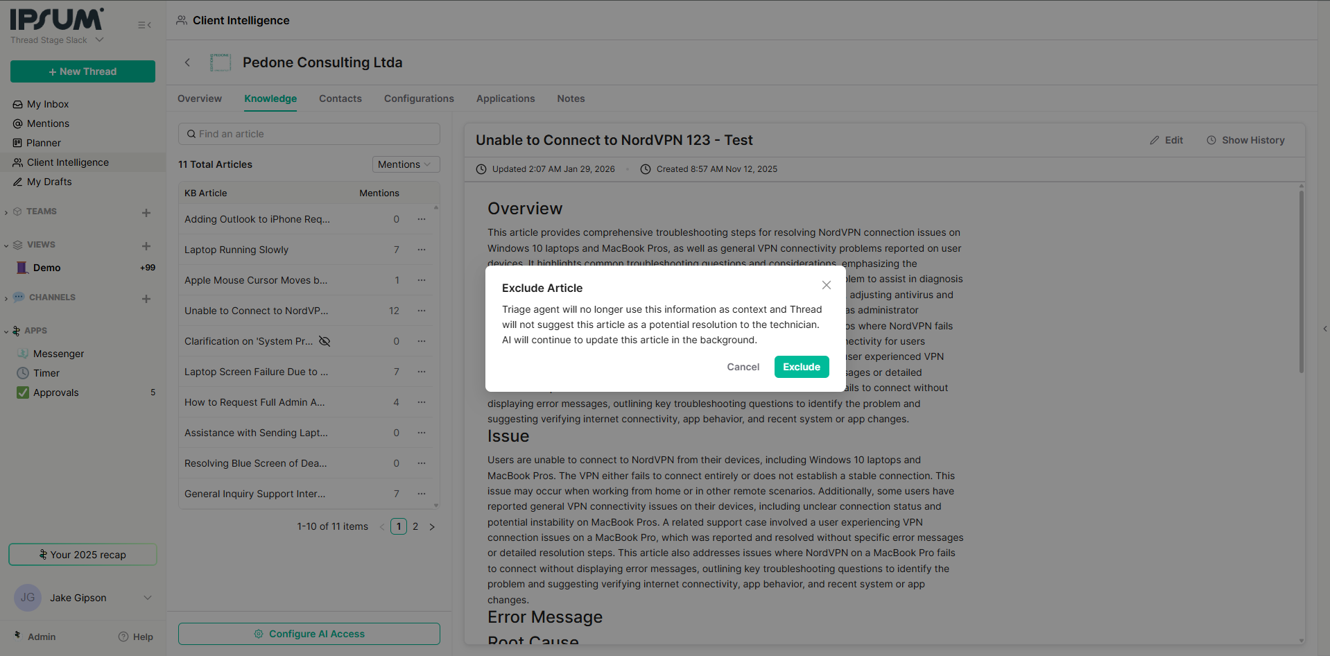 Editing a knowledge article