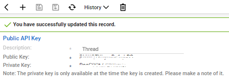 Generated public and private API keys in ConnectWise