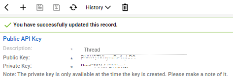 Generated public and private API keys in ConnectWise