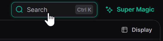 Search box with the Ctrl K shortcut in the page header, next to Super Magic