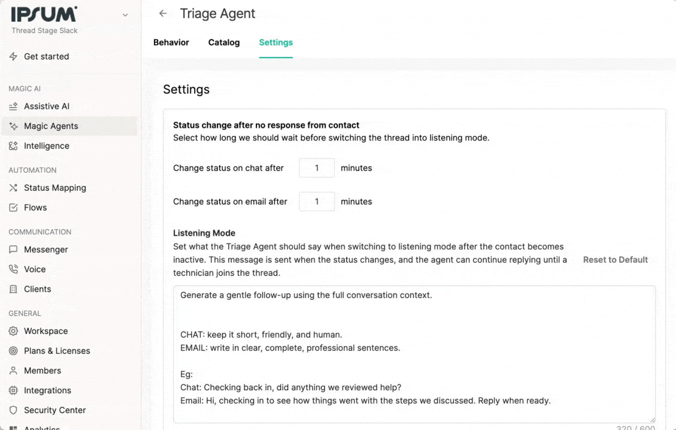 Listening Mode timer setting
