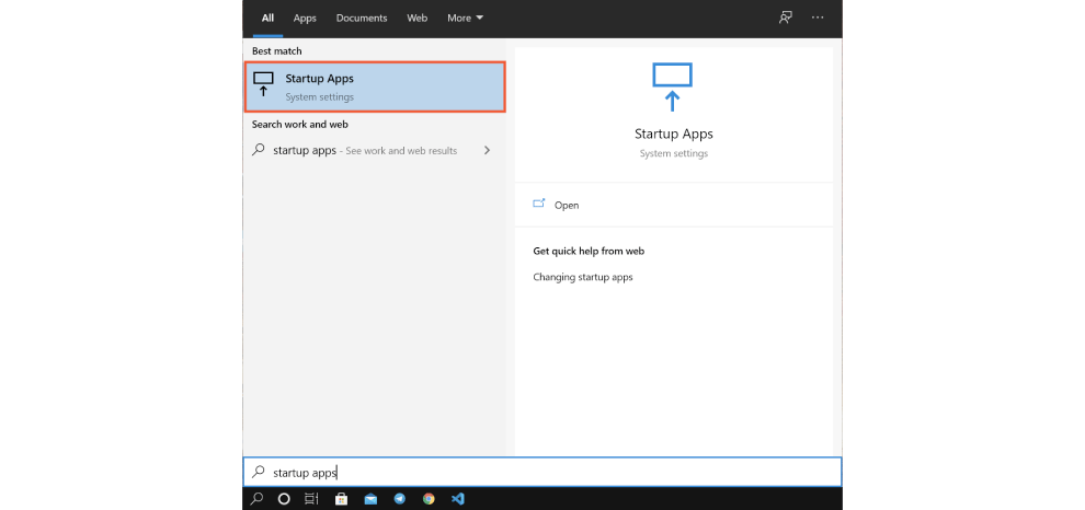 Windows Settings startup apps list showing Messenger enabled