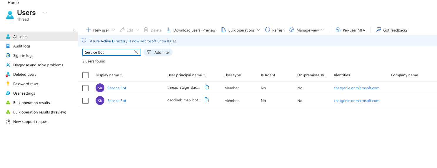 Legacy Chatgenie Bot enterprise application that must be removed