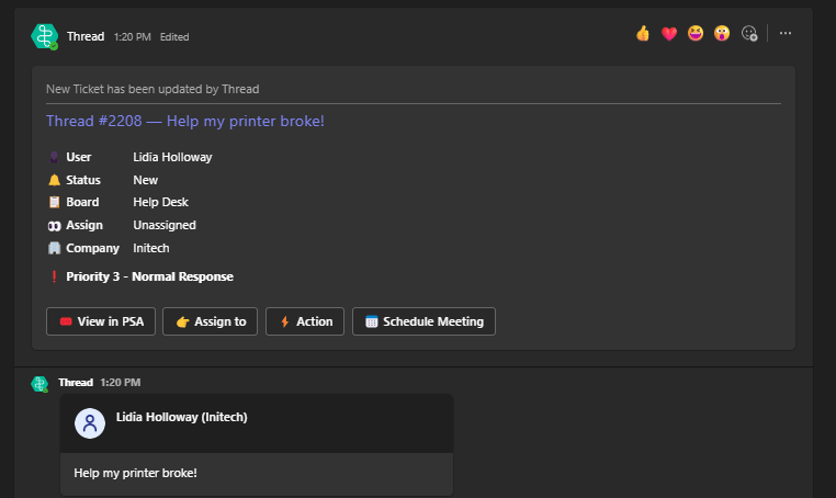 New thread appearing in a public Teams channel