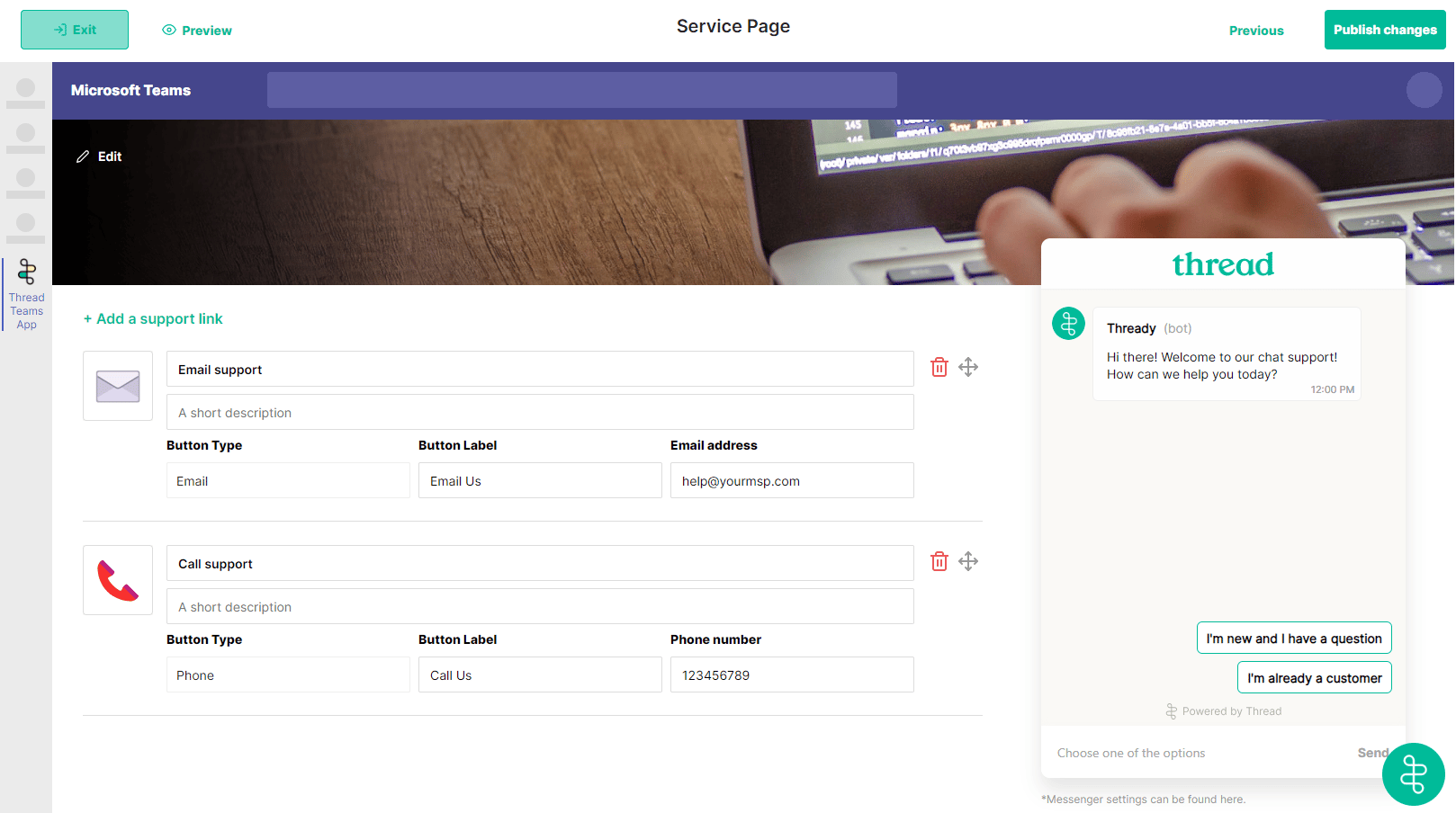 Thread Admin Panel Teams App Builder overview