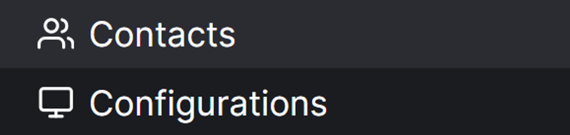 Configurations and Contacts views