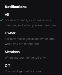 View-level notification options