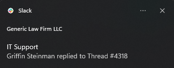 Slack notification of a tech reply