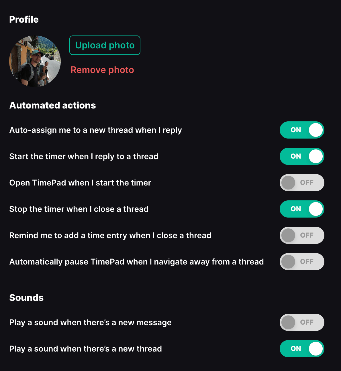 Inbox preferences settings