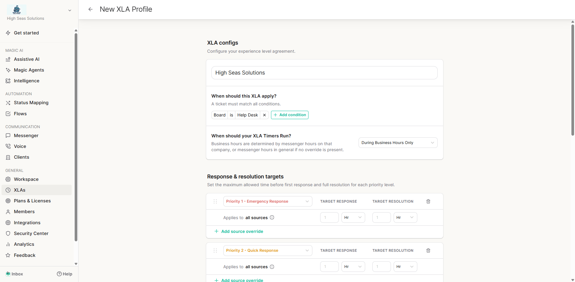 Timer mode selector offering business hours only or 24/7