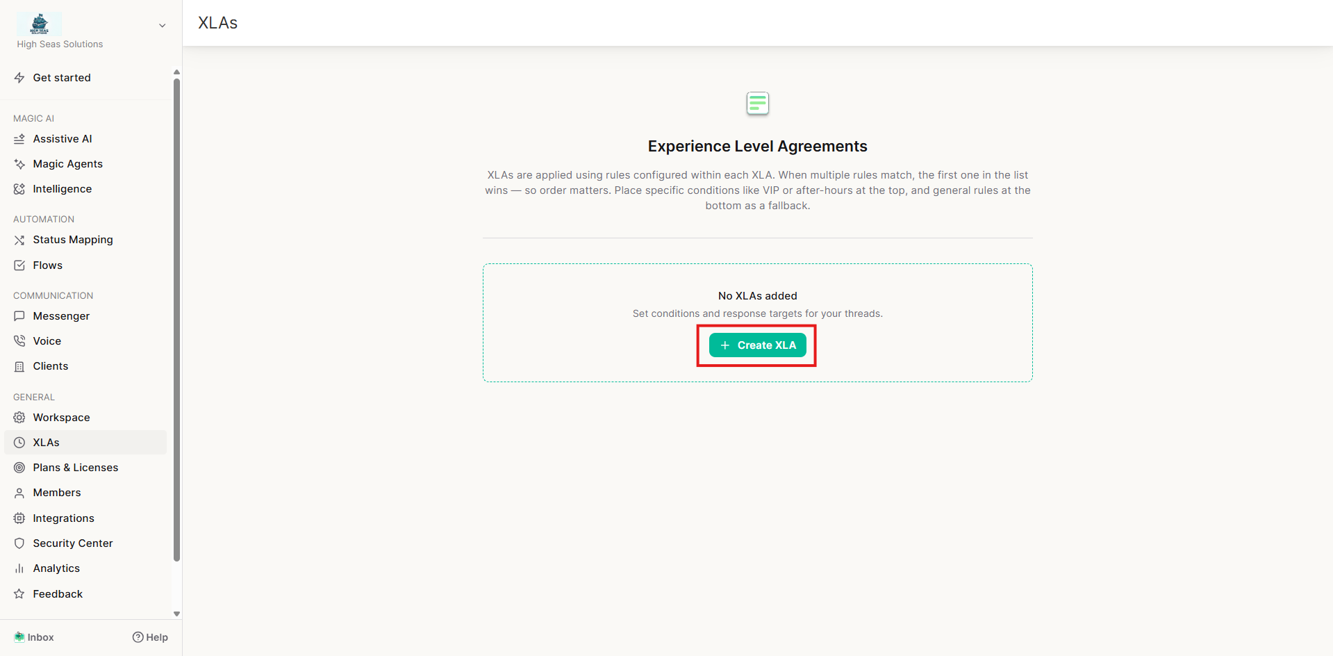 XLA profile editor in Thread Admin