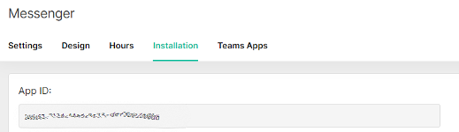 APP ID field on the Messenger Installation page in the Thread Admin Panel, partially obscured